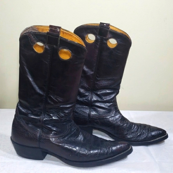 Nocona Cowboy Boots Vintage 1980s Dark Chocolate Tall Women's Size 12 1/2 R - Picture 6 of 16